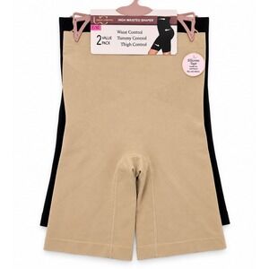 Under Control 2 Pack High Waisted Shaper Shorts Nude Black L/XL CF-25701/12 NWT